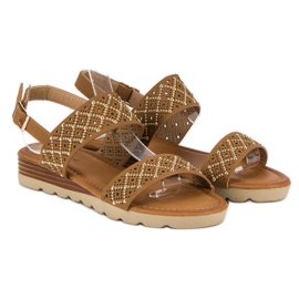 Primavera Harjatut litteät sandaalit ruskea 2