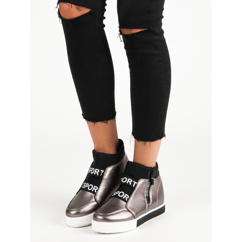 Grafiittiset lenkkarit vetoketjulla ruskea harmaa 1