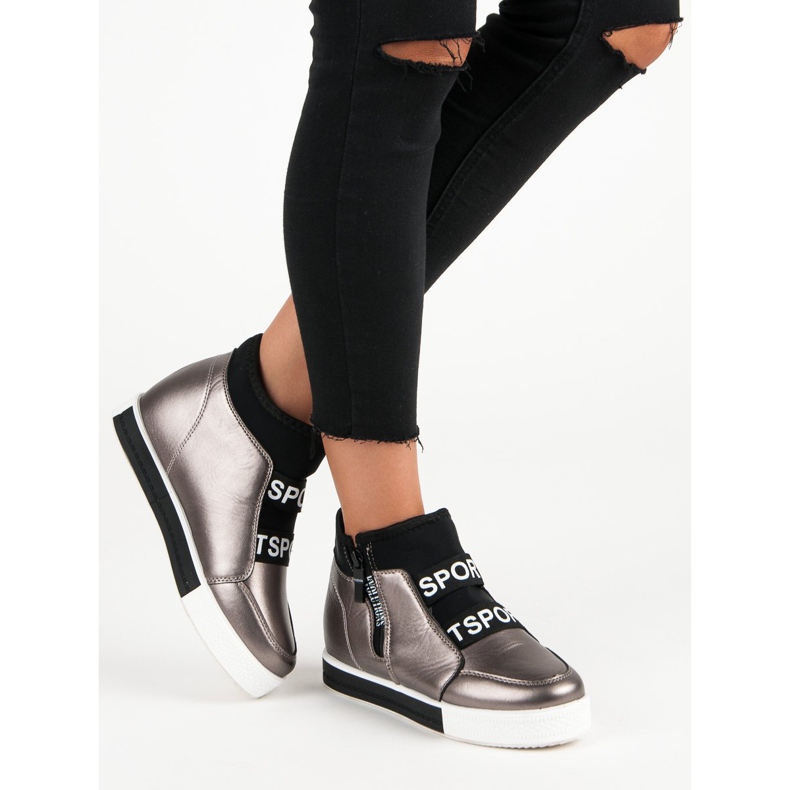 Grafiittiset lenkkarit vetoketjulla ruskea harmaa 2