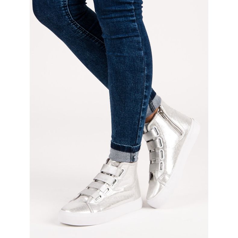 Hopeanväriset lenkkarit kuminauhalla harmaa 2