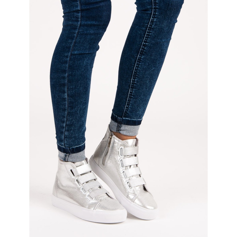 Hopeanväriset lenkkarit kuminauhalla harmaa 1