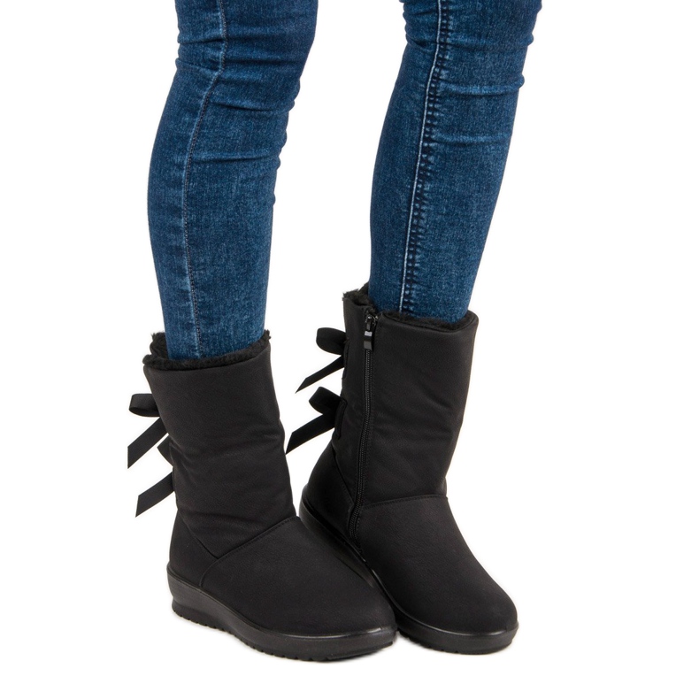 Lämpimät lumisaappaat vetoketjulla musta 1