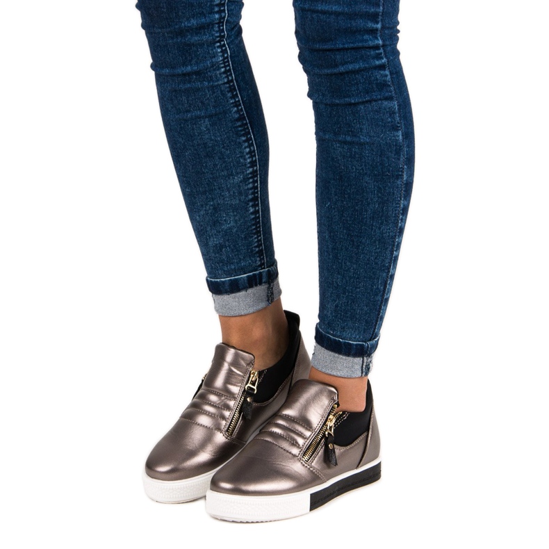 Grafiittiset lenkkarit vetoketjulla harmaa 1