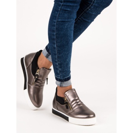 Grafiittiset lenkkarit vetoketjulla harmaa 2