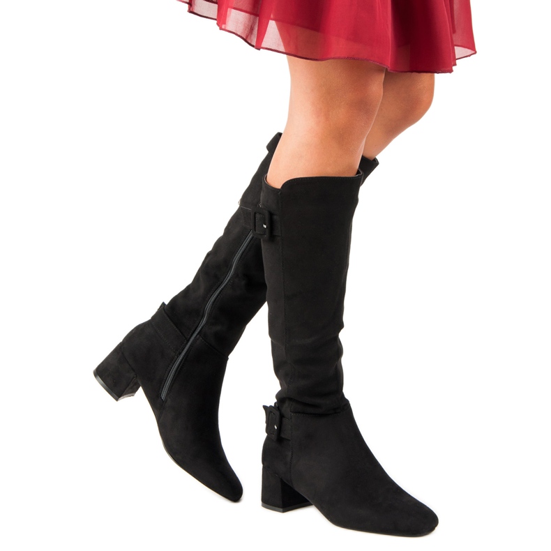 Suede korkokengät musta 2