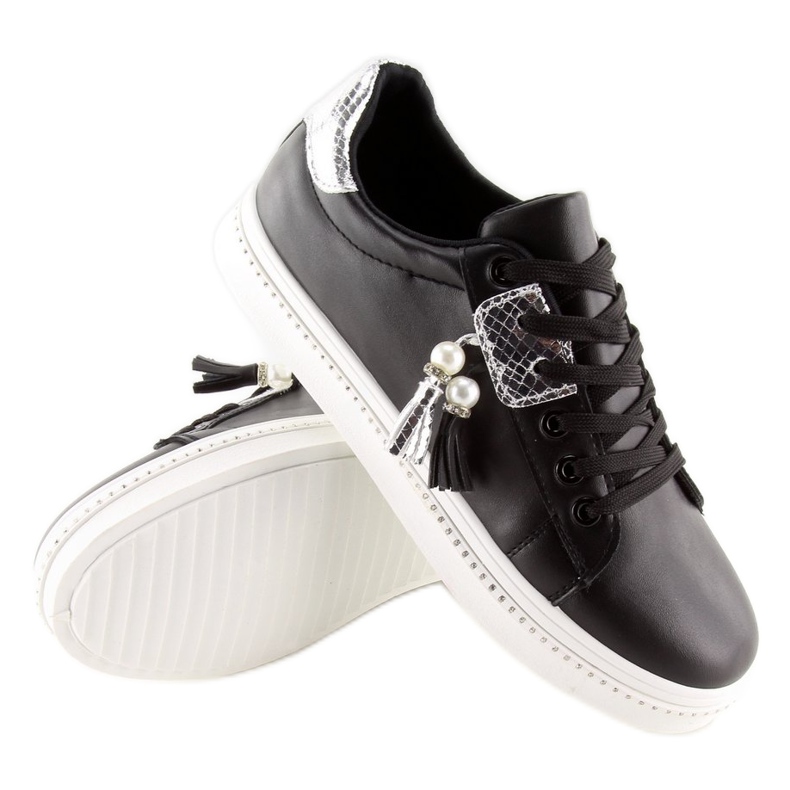 Mustat naisten tennarit 88038 MUSTA / VALKOINEN 2