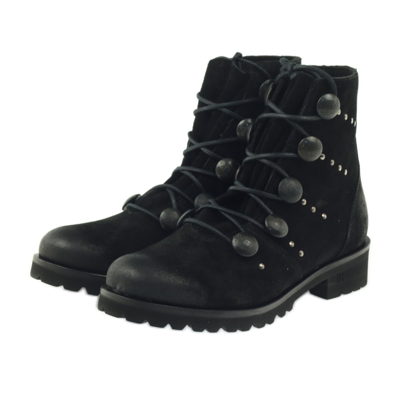 Badura Naisten saappaat, jotka on koristeltu painikkeilla ja strasseilla musta 3