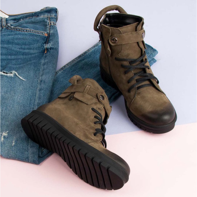 Khaki VINCEZA Workers -saappaat vihreä 2