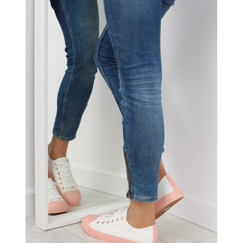 Naisten lenkkarit valkoinen ja vaaleanpunainen BL97P WHITE / PINK 1