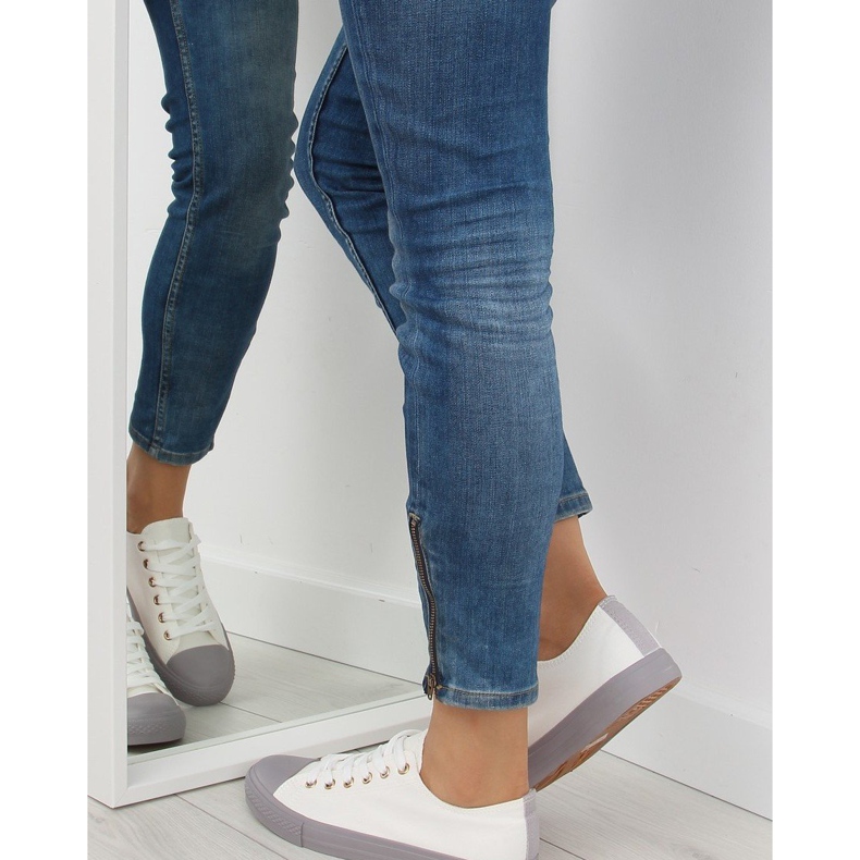 Naisten valkoiset ja harmaat lenkkarit BL97P WHITE / GREY valkoinen 1