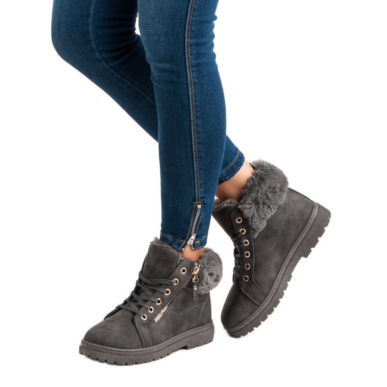 Lämpimät, sidotut nilkkurit harmaa 2