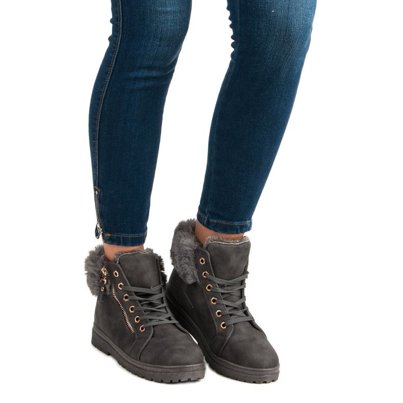 Lämpimät, sidotut nilkkurit harmaa 1