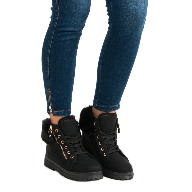 Lämpimät, sidotut nilkkurit musta 1