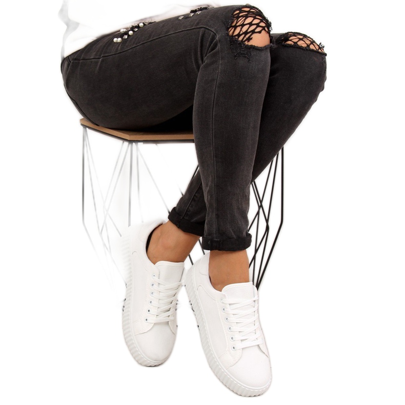 Valkoinen AX03 Valkoiset lenkkarit korkealla pohjalla 2