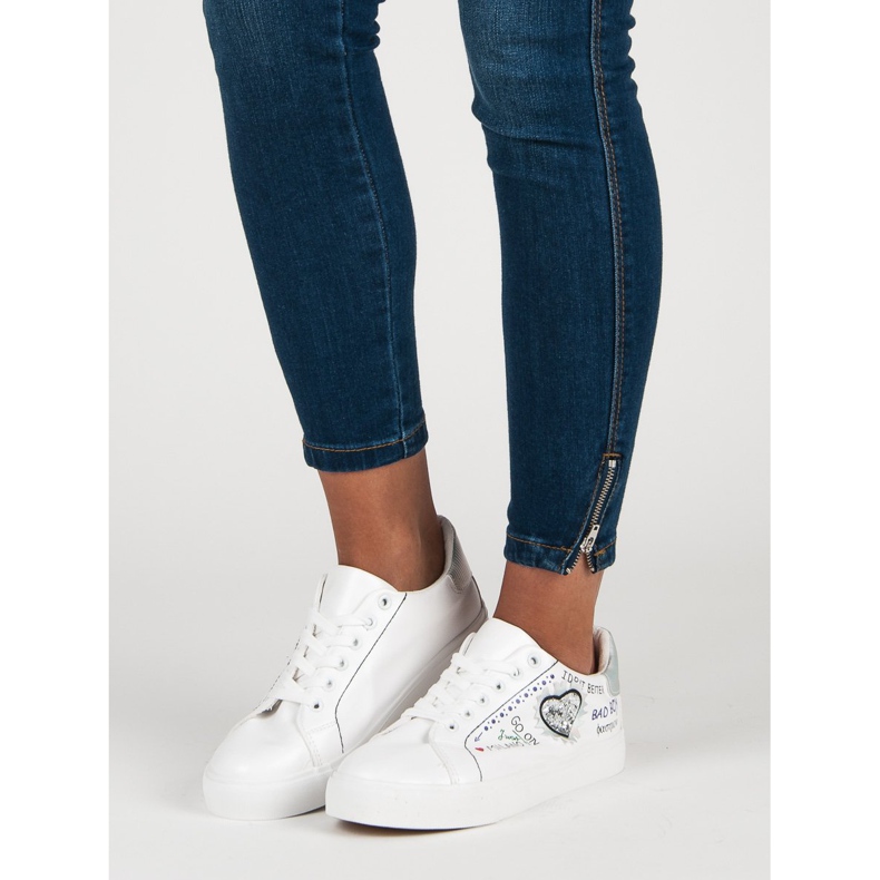 Valkoiset lenkkarit painatuksella valkoinen harmaa 1