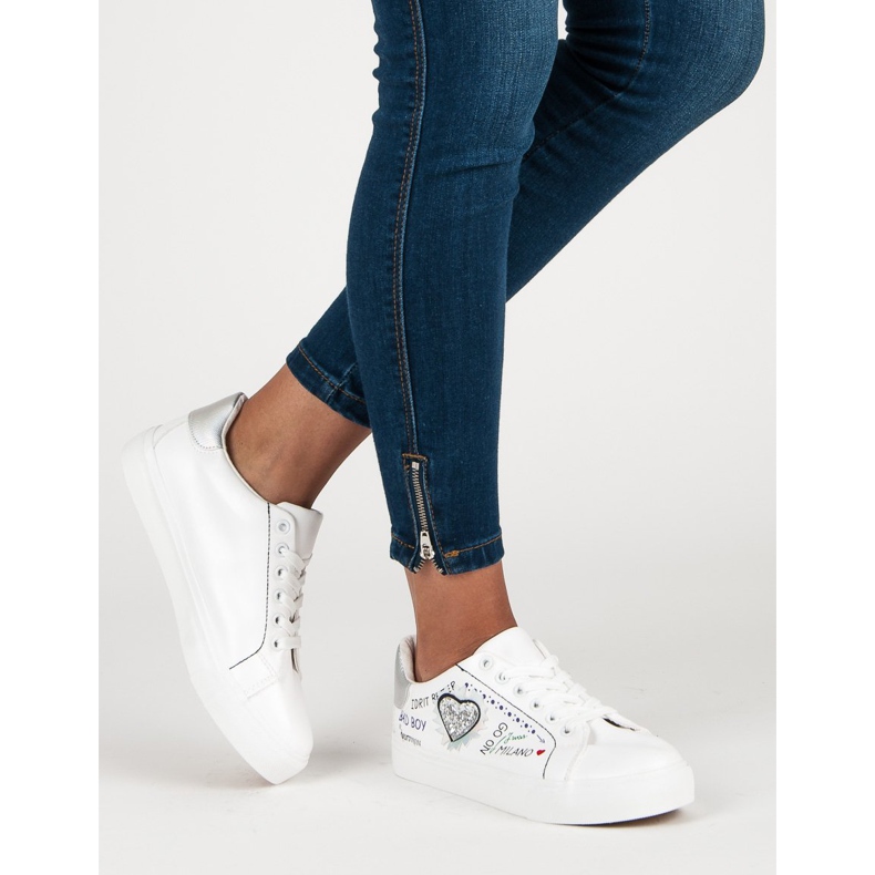 Valkoiset lenkkarit painatuksella valkoinen harmaa 2