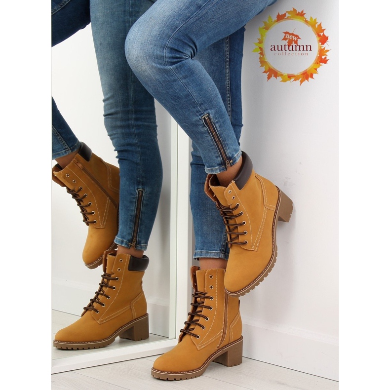 Puiset saappaat korkokengissä, kameli 7-9028 ruskea 1