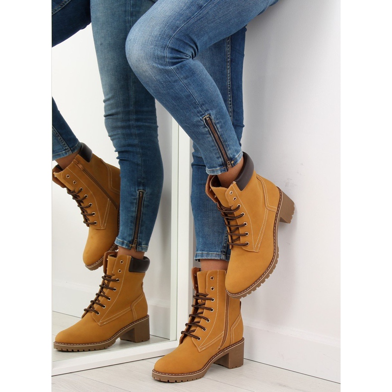 Puiset saappaat korkokengissä, kameli 7-9028 ruskea 2