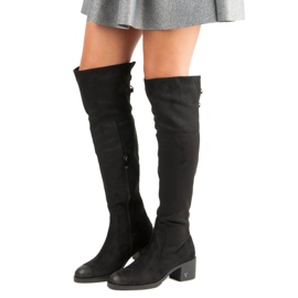 Suede vinceza -korkoiset reisikorkeat saappaat musta 1