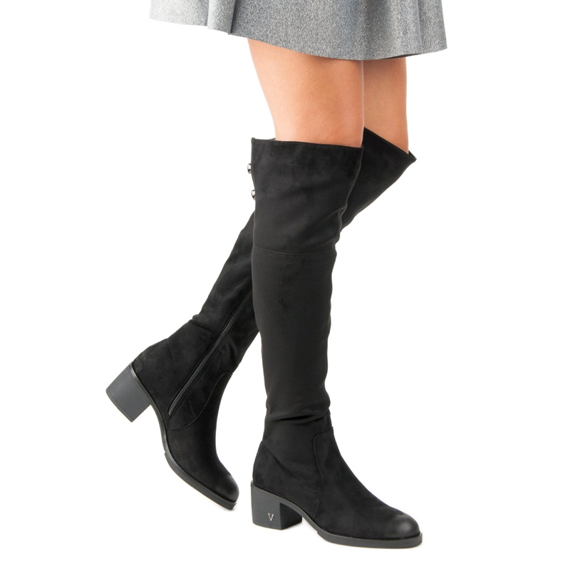 Suede vinceza -korkoiset reisikorkeat saappaat musta 2