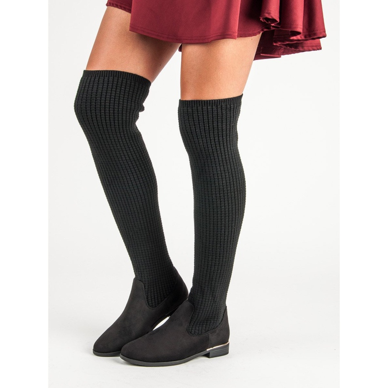 Super Me Asennetut naisten saappaat musta 2