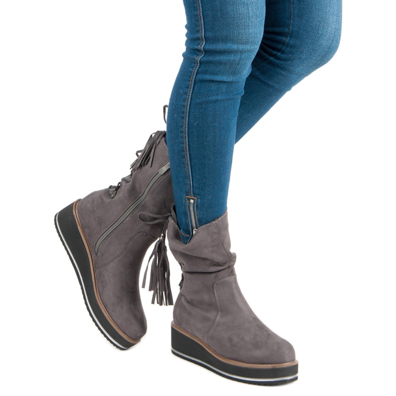 Forever Folie Kiilakorkoiset mokkanahkaiset nilkkurit harmaa 1