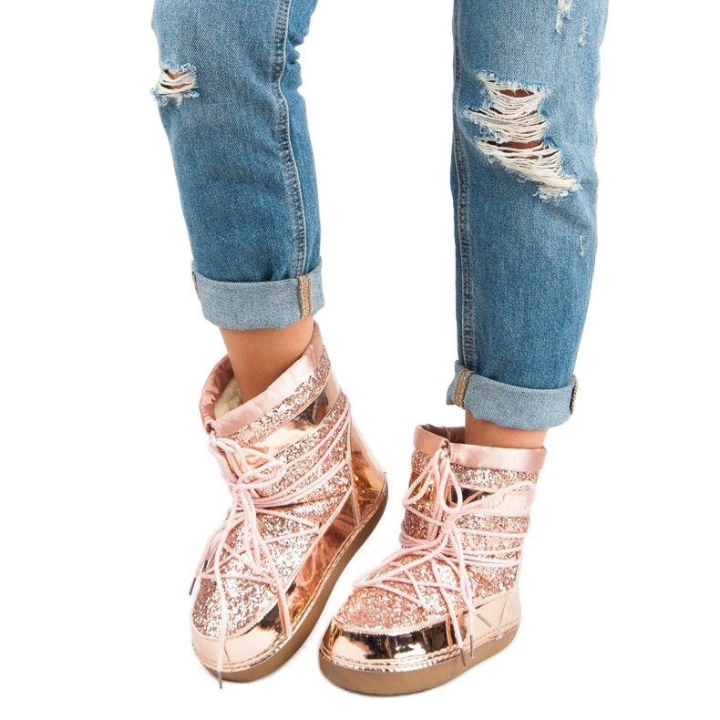 Muodikkaita vaaleanpunaisia ​​lumisaappaita vaaleanpunainen 1