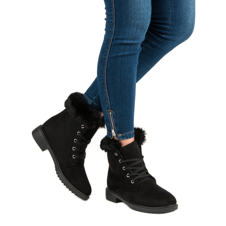 Lämpimät, sidotut nilkkurit musta 1