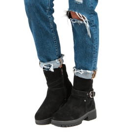 Lämpimät nahkakengät musta 1