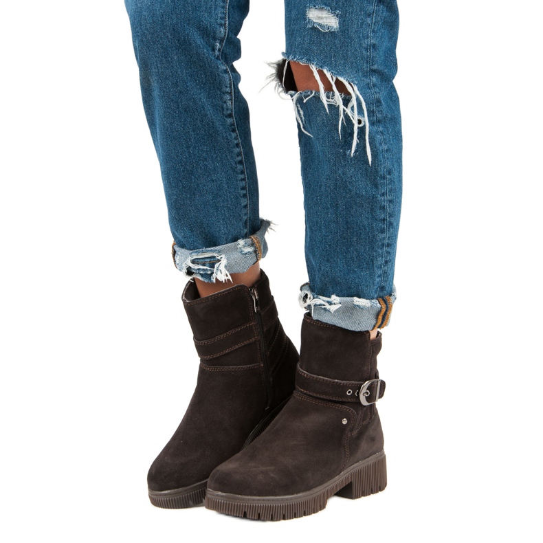 Lämpimät nahkakengät ruskea 1