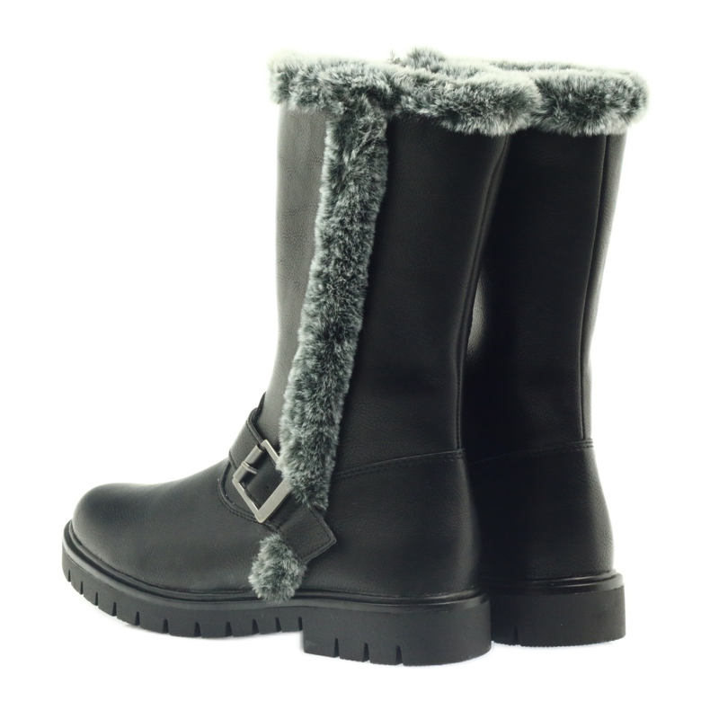 American Club Mustat pitkät turkikset saappaat 5