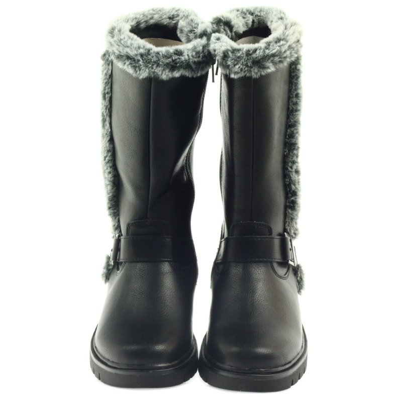 American Club Mustat pitkät turkikset saappaat 2