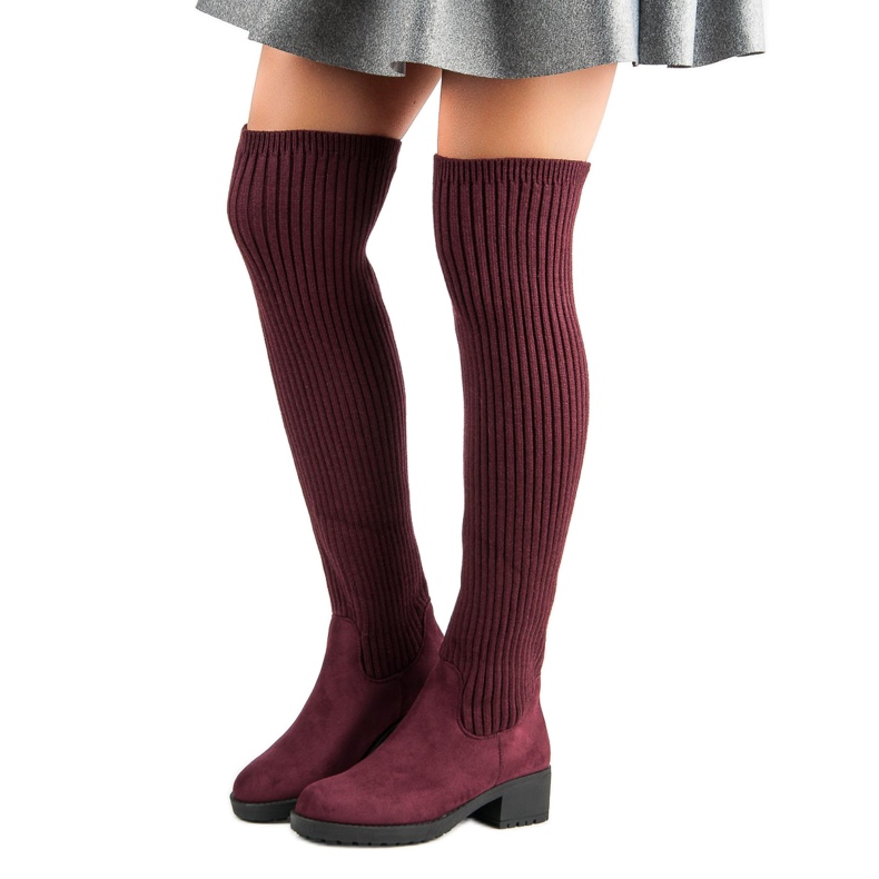 Ideal Shoes Varustettu viininpunainen saappaat 2