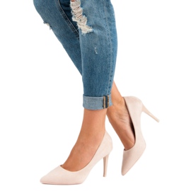 Beige mokkanahkaiset stiletot 1