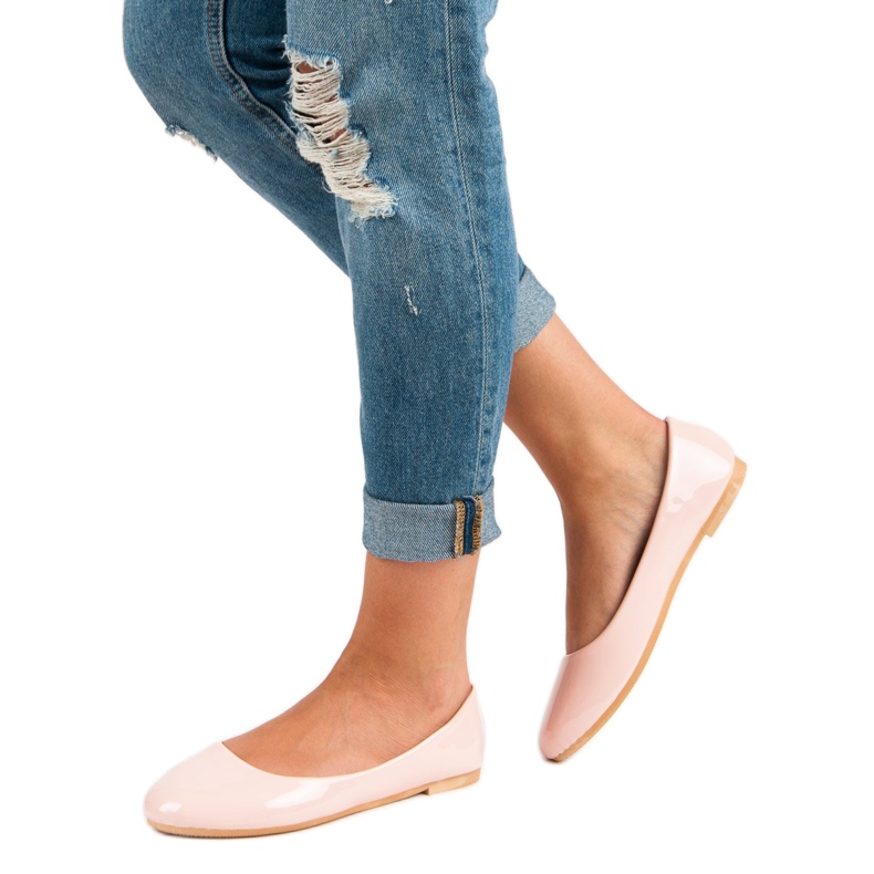 Top Shoes Lakatut ballerinat vaaleanpunainen 1