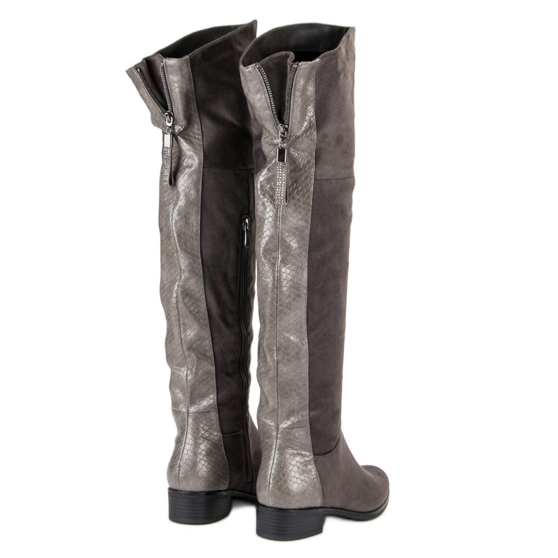 Filippo Mokkanahkaiset polvisaappaat harmaa 1