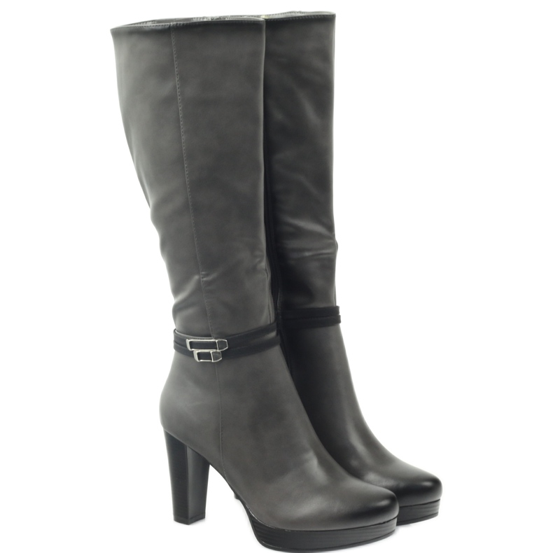 M.Daszyński Saappaat postitse Daszyński AM61 musta harmaa 3