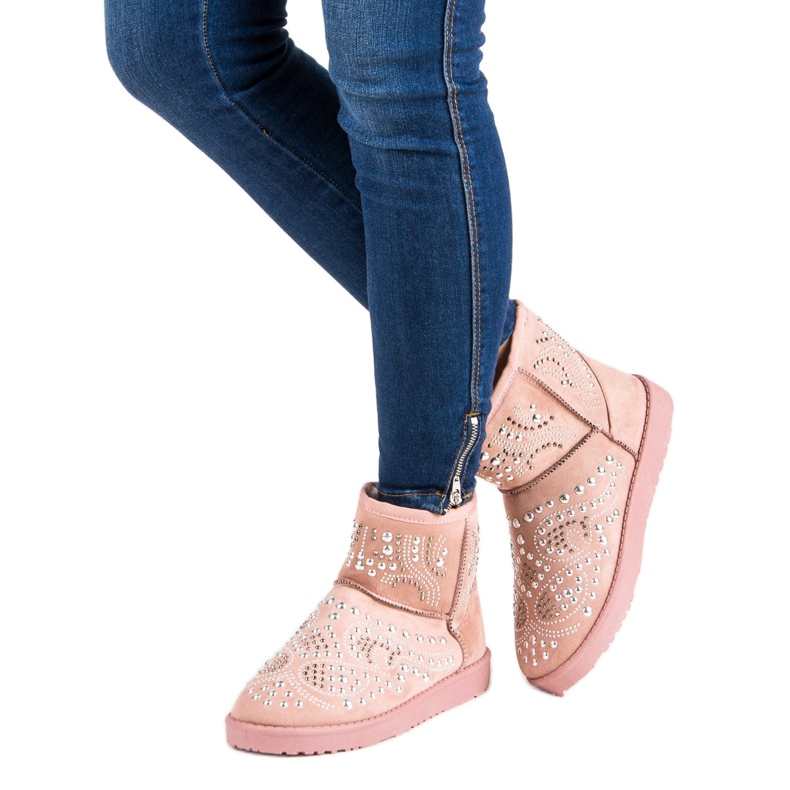 Trendikkäät vaaleanpunaiset lumisaappaat vaaleanpunainen 2