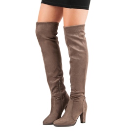 Super Me Korkeat reisi korkeat saappaat beige 1