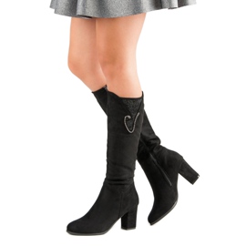 Suede korkokengät musta 2