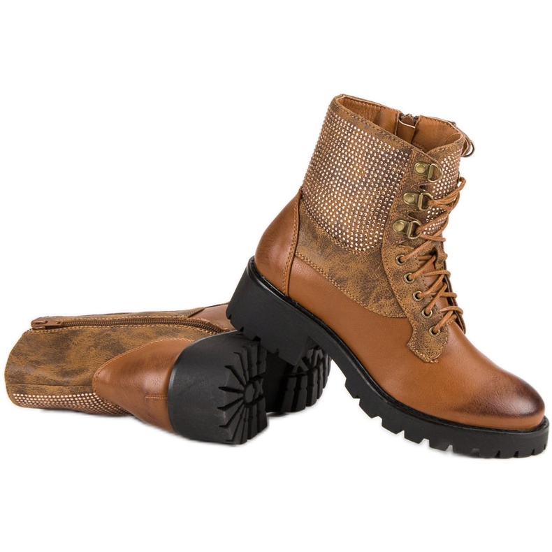 Ideal Shoes Laced työntekijöitä alustalla ruskea 1