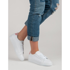 Valkoiset urheilukengät valkoinen vaaleanpunainen 1