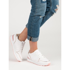 Valkoiset urheilukengät valkoinen keltainen vaaleanpunainen 1