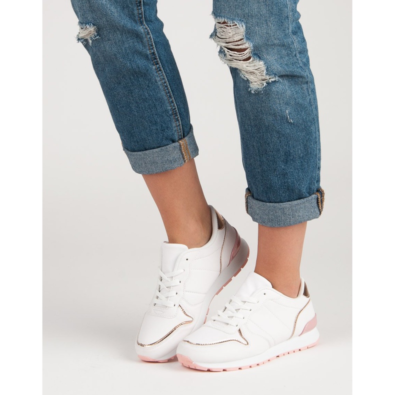 Valkoiset urheilukengät valkoinen keltainen vaaleanpunainen 2