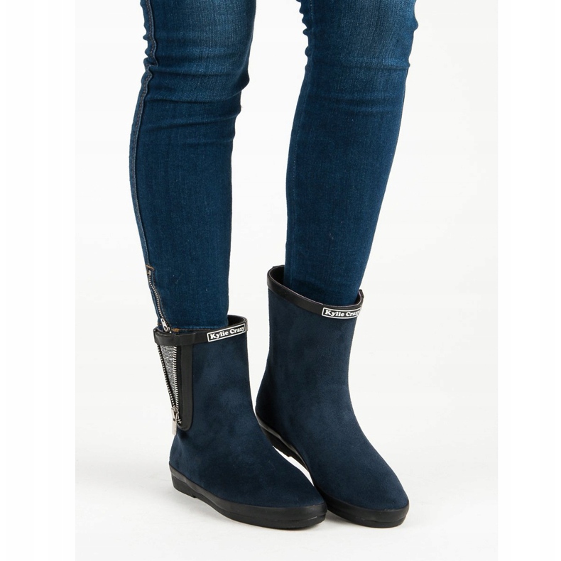 Kylie Suede Galoshes koristeellisella vetoketjulla laivastonsininen 2