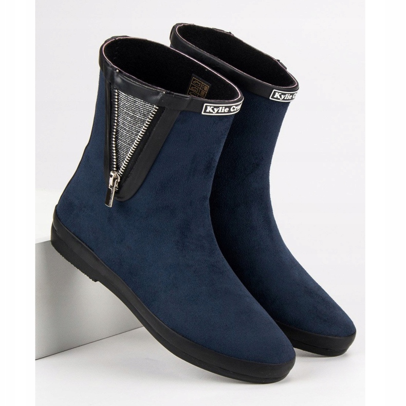 Kylie Suede Galoshes koristeellisella vetoketjulla tummansininen 1