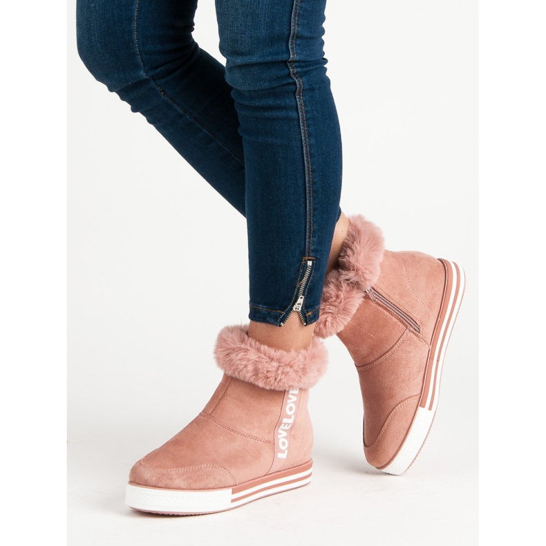 Ideal Shoes Eristetyt korkeat lenkkarit vaaleanpunainen 1