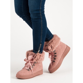 Vaaleanpunaiset lumisaappaat turkiksella vaaleanpunainen 2