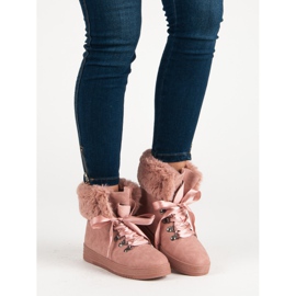 Vaaleanpunaiset lumisaappaat turkiksella vaaleanpunainen 1