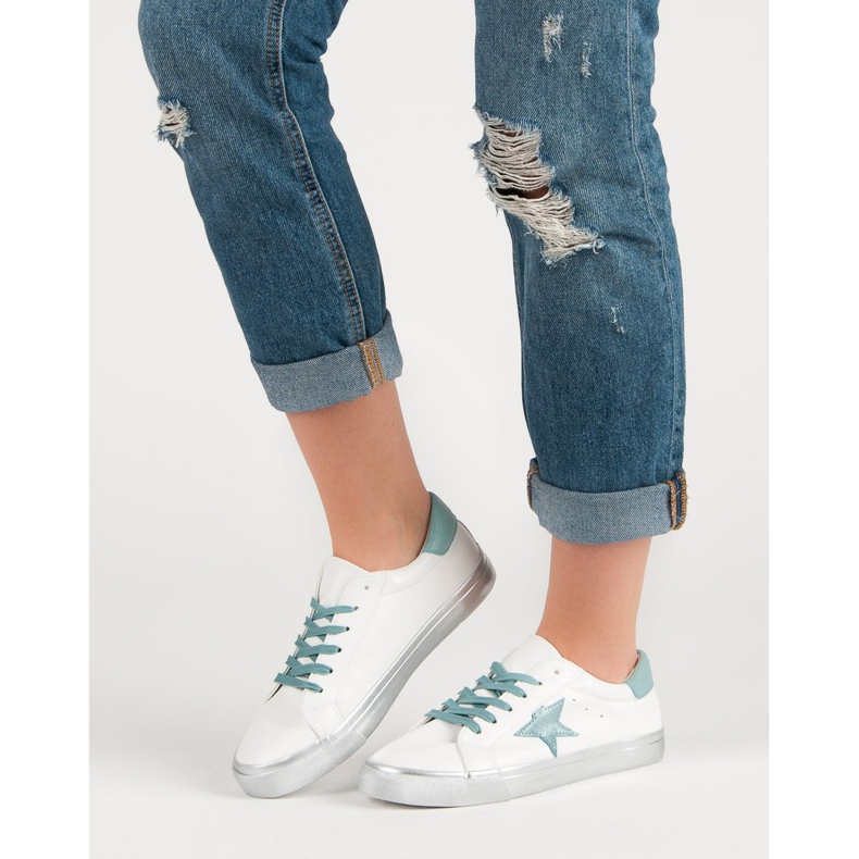 Tyylikkäät matalat tennarit valkoinen sininen 2